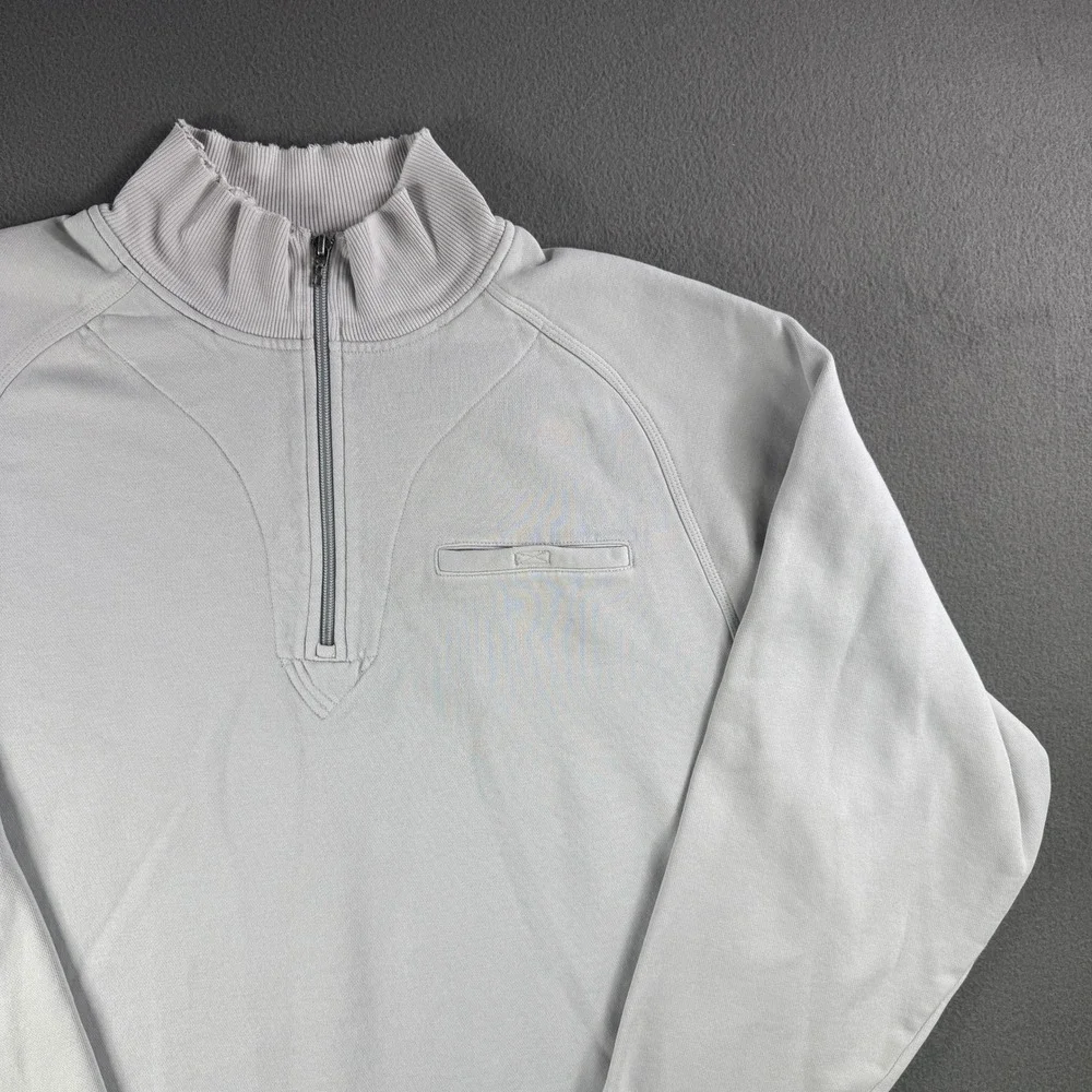 Vintage Adidas‎ Mens Pullover Sweatshirt Quarter Zip Spellout Gray Logo Large